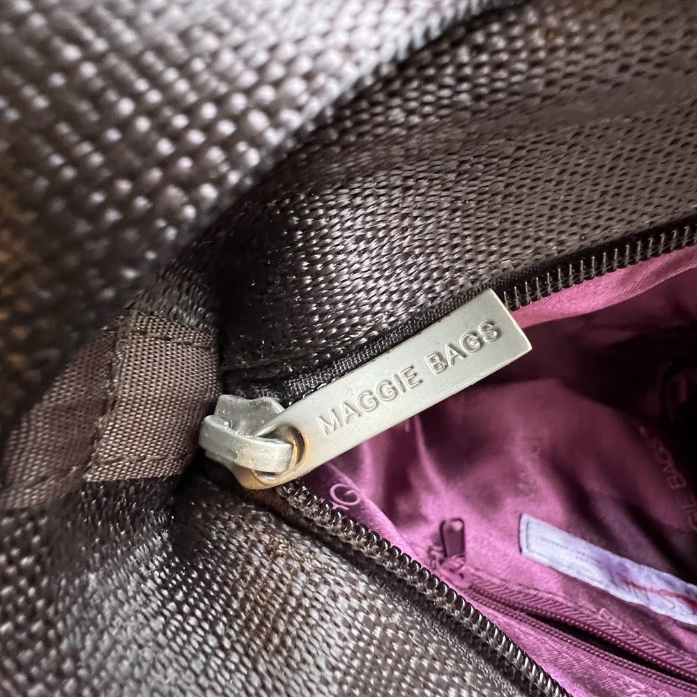 MAGGIE BAGS Genuine Seat Belt Webbing Shoulder Bag Brown/Pink Adjustable Strap - Picture 11 of 11